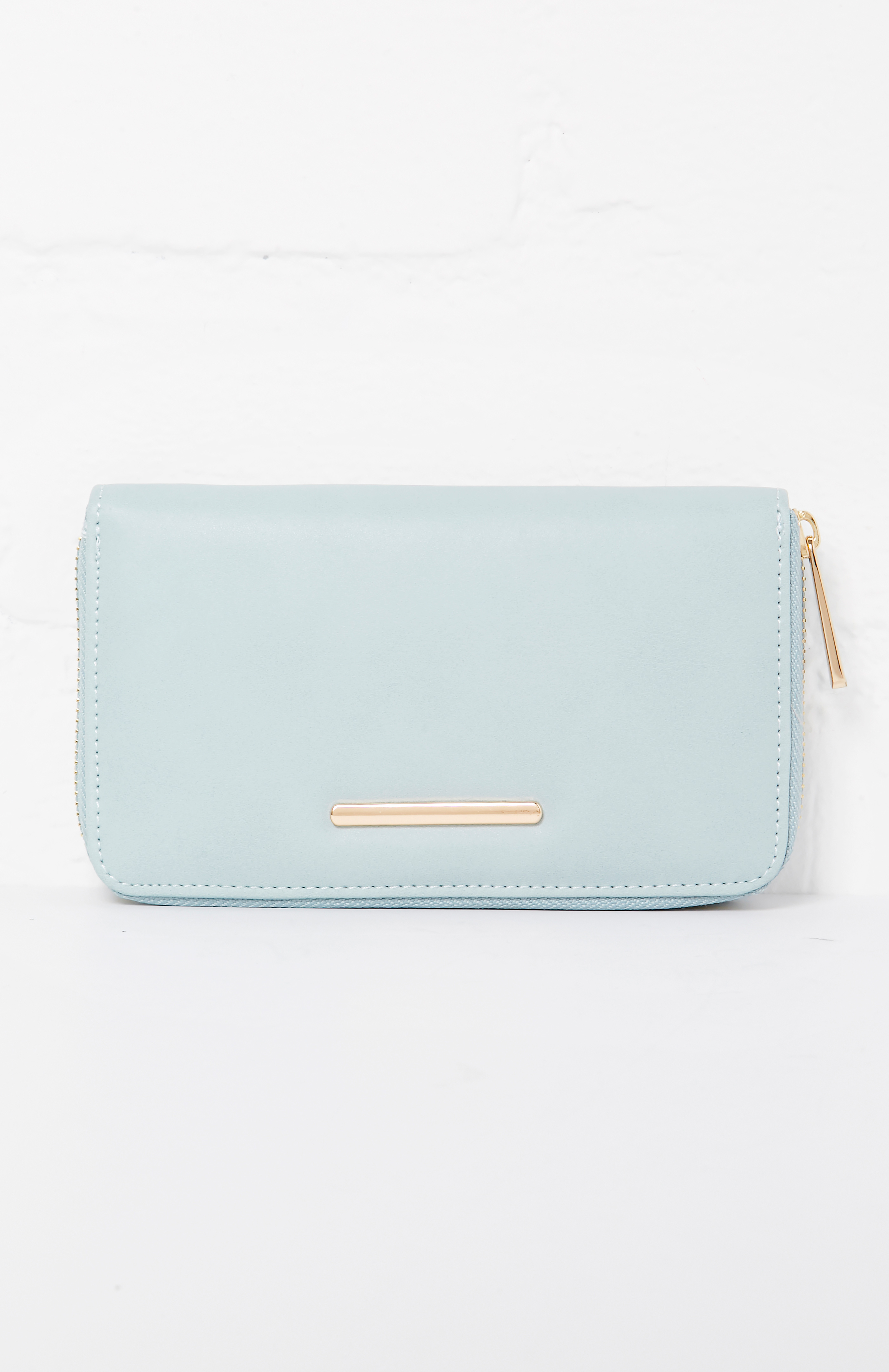 Mercury Rising Vegan Leather Zip Wallet in Light Blue DAILYLOOK