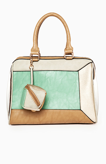 Retro Color-Blocked Handbag Slide 1