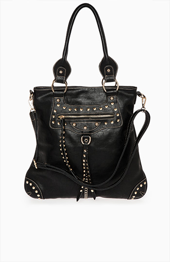 Studded and Stitched Moto Tote Slide 1