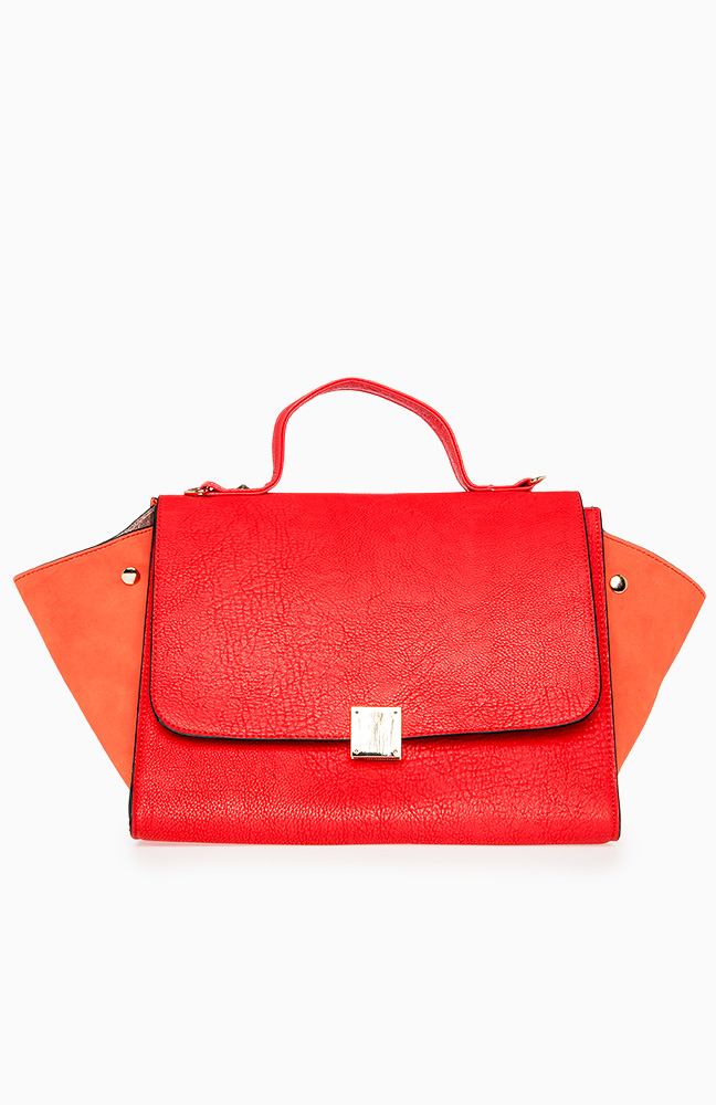 Vibrant Two Tone Handbag in Red | DAILYLOOK