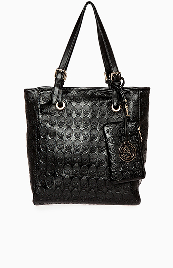 Skull Imprinted Tote with Coin Purse Slide 1