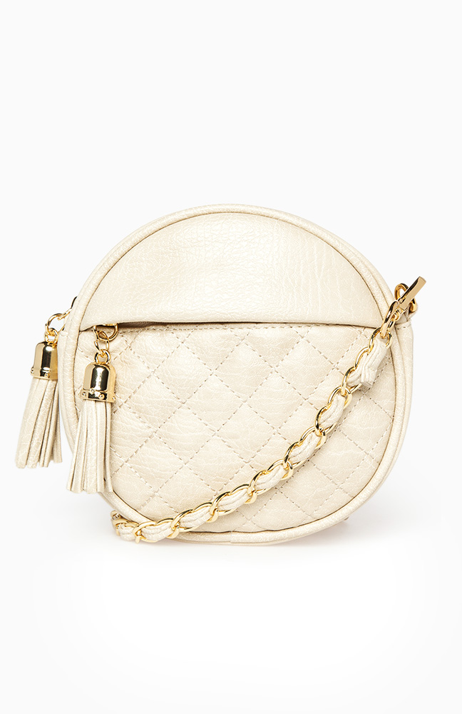 Quilted Round Mini Purse in Ivory | DAILYLOOK