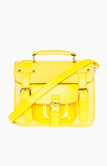 Neon Three Strap Satchel in Yellow | DAILYLOOK