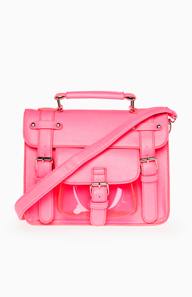 Neon Three Strap Satchel in Pink DAILYLOOK