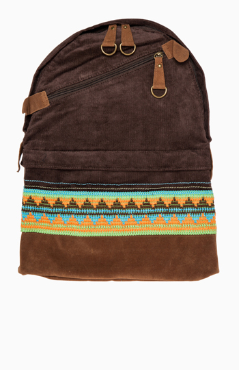 Embroidered Corduroy Backpack Slide 1