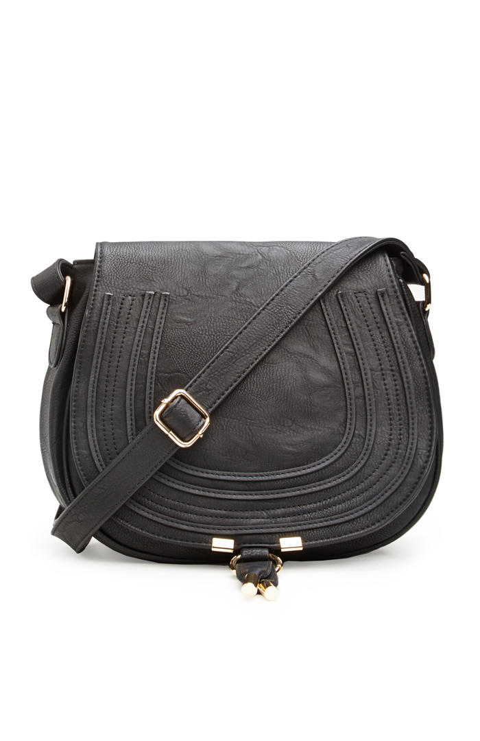 Classic Vegan Leather Saddlebag Purse in Black DAILYLOOK