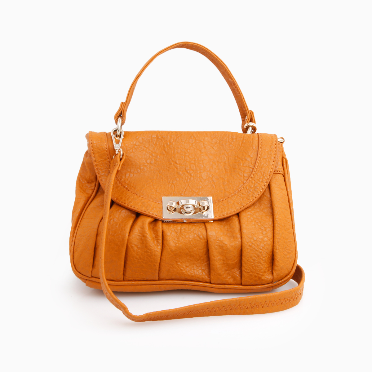 Pleated Turn Lock Hand Bag by Alyssa
