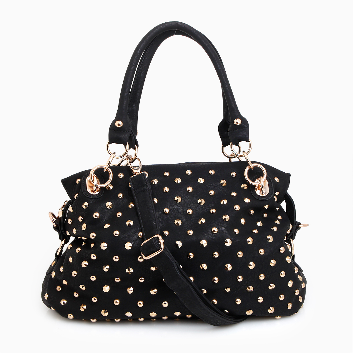 Mixed Studded Shoulder Bag in Black | DAILYLOOK