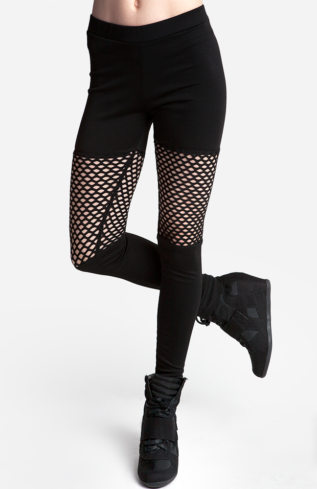 Netted Thigh Leggings in Black DAILYLOOK