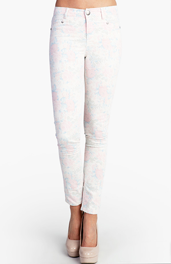 Floral White Washed Jeans Slide 1