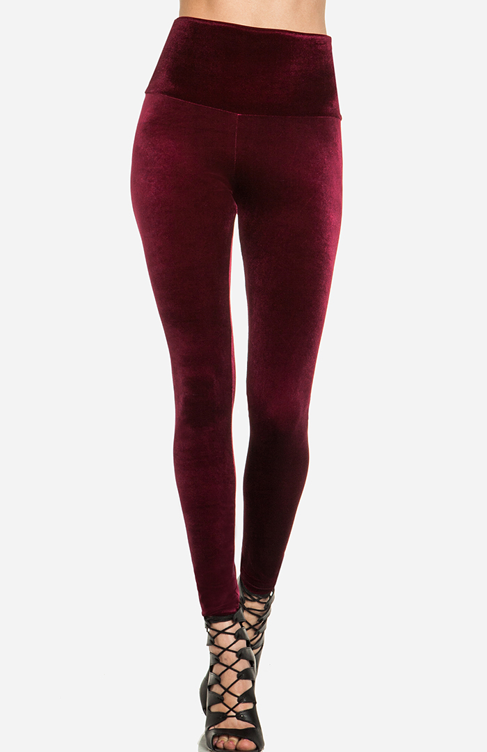 Velour Leggings in Burgundy DAILYLOOK