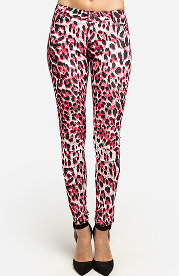 Bright Leopard Print Jeans Slide 1