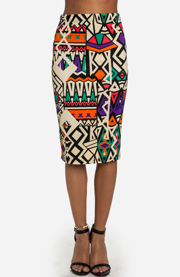 Colorful Tribal Midi Skirt Slide 1