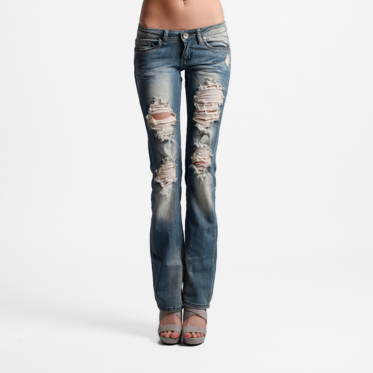 Destroyed Bootcut Jeans by Machine Jeans Destroyed Bootcut Jeans by Machine Jeans