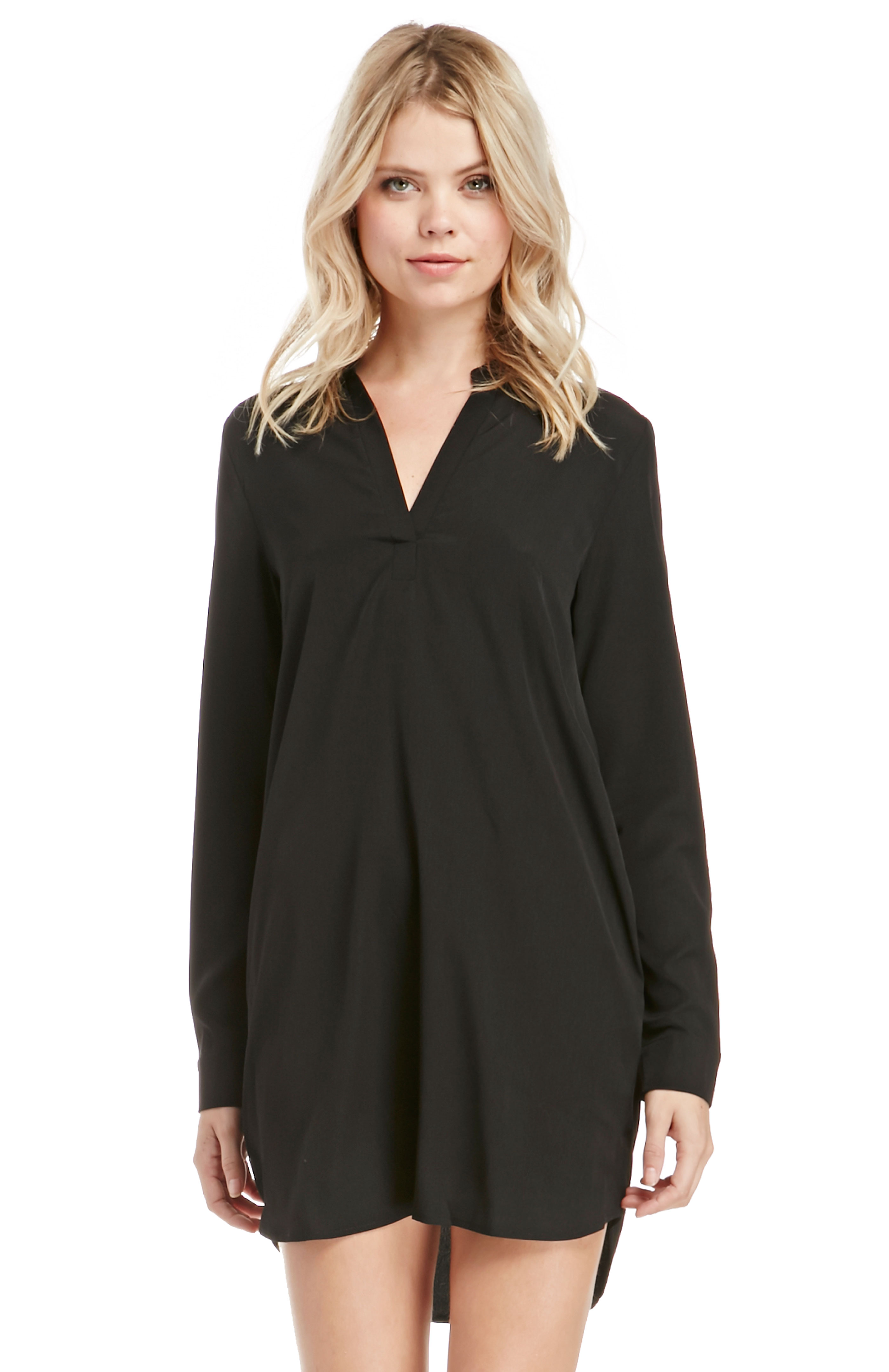 Modern Woven Shirt Dress in Black | DAILYLOOK