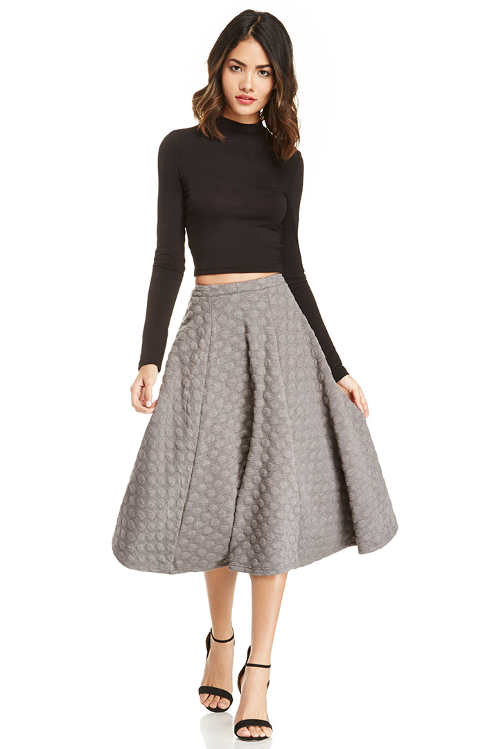 J.O.A. Dotted Jacquard Skirt in Grey DAILYLOOK
