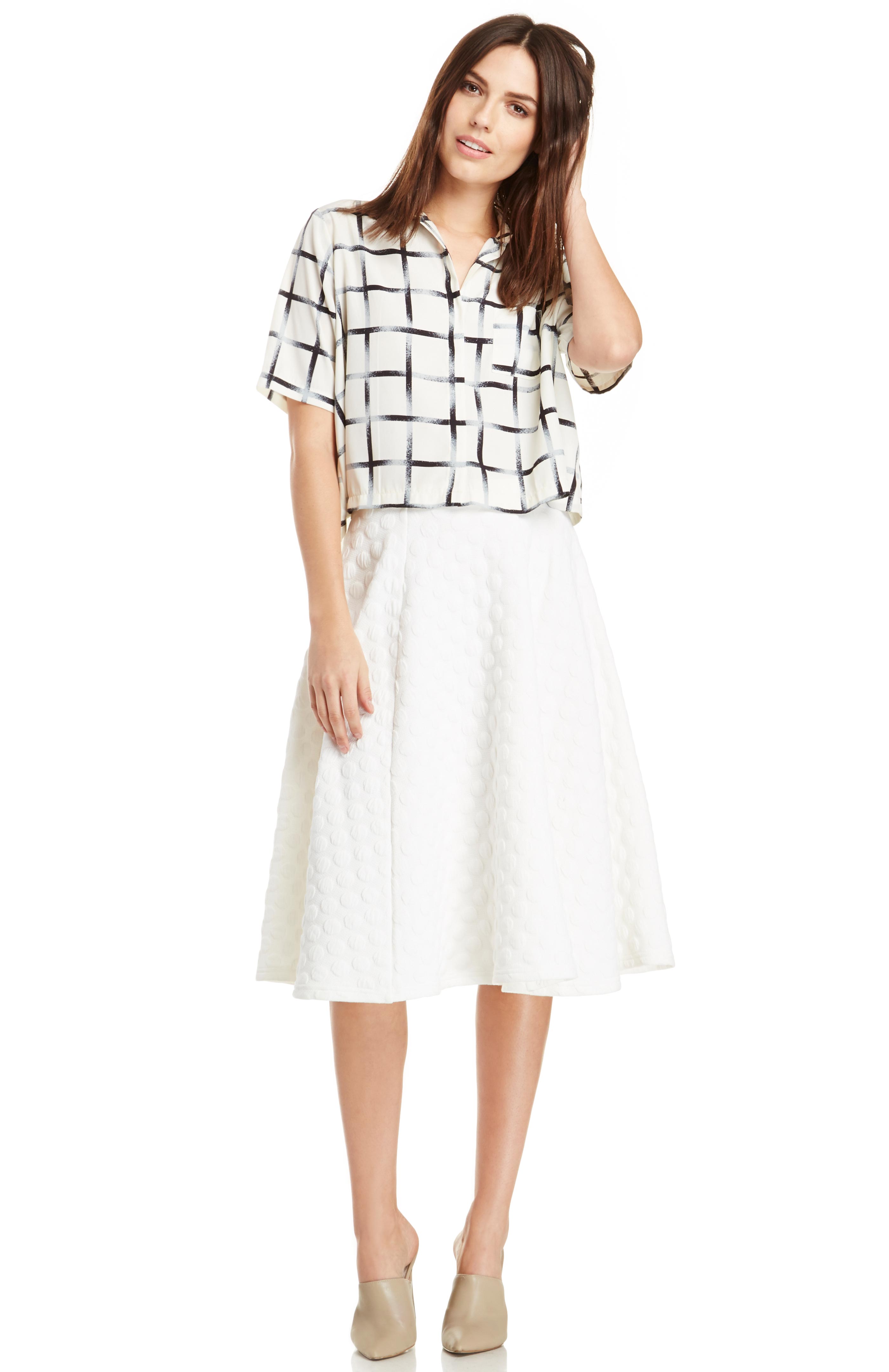 J.O.A. Dotted Jacquard Skirt in Ivory | DAILYLOOK