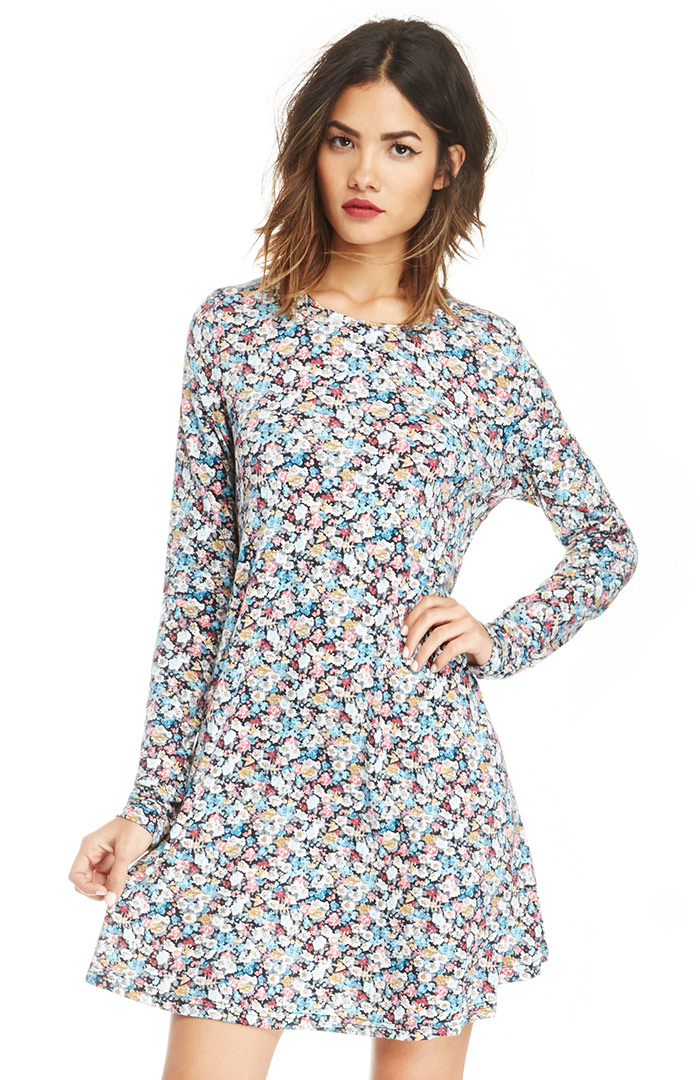 Glamorous Jersey Swing Dress in Floral Multi | DAILYLOOK