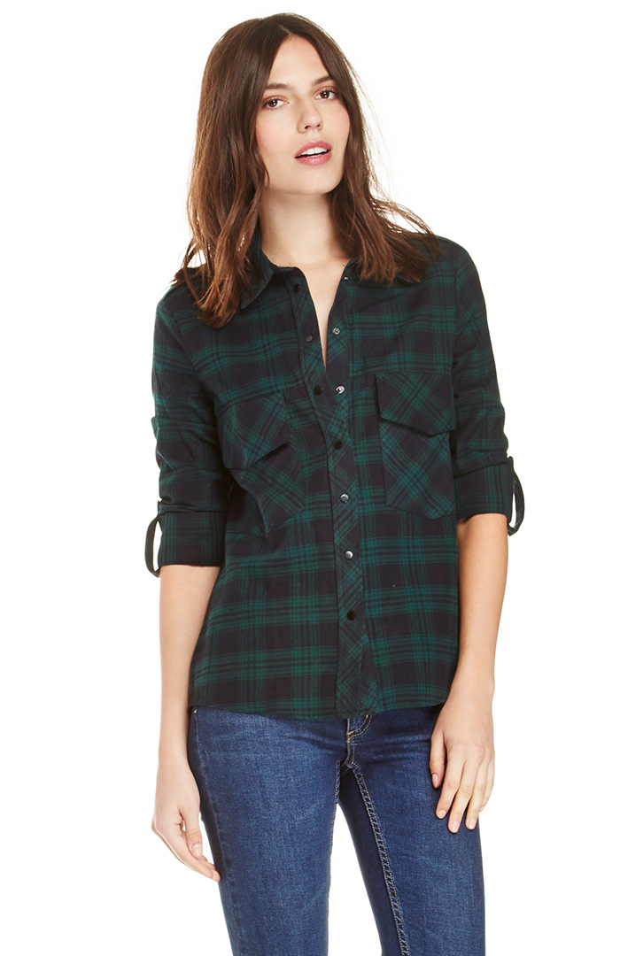 Plaid Flannel Shirt in Green | DAILYLOOK