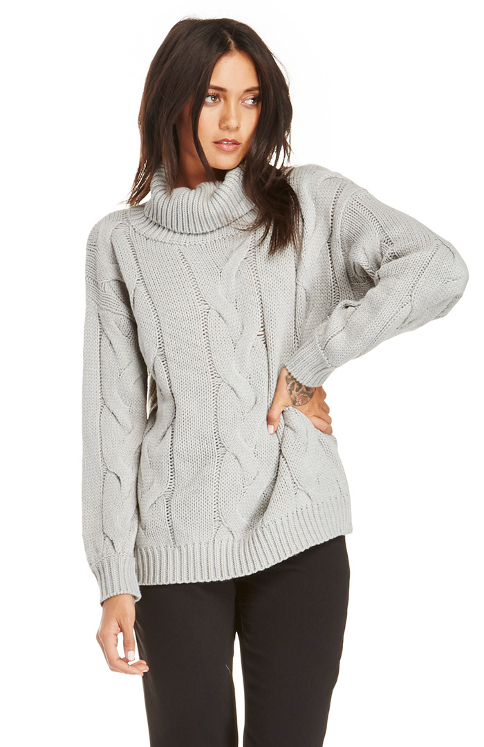 Three Of Something Coastal Cable Sweater in Grey | DAILYLOOK