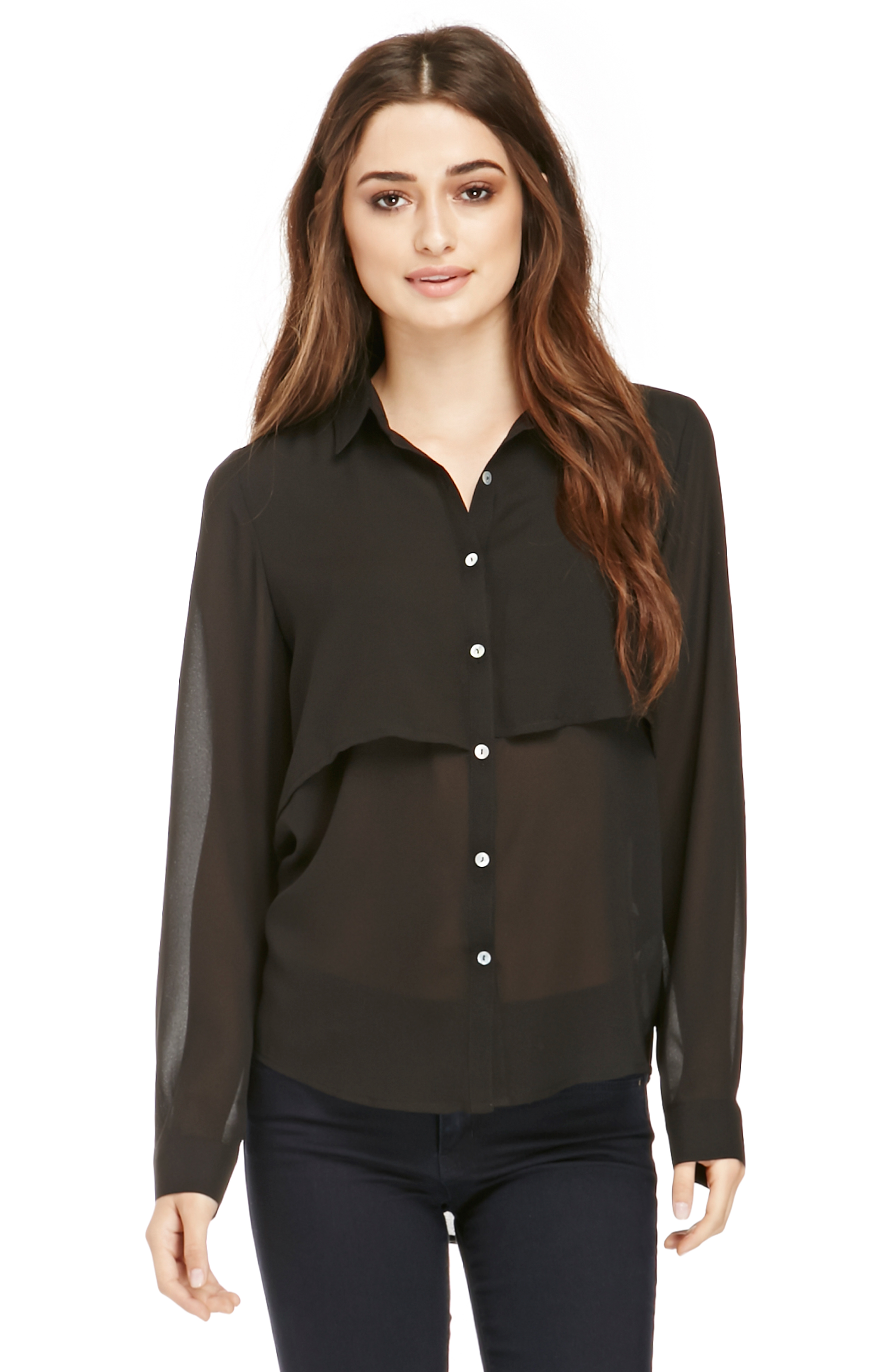 Stargazer Sheer Button Down in Black DAILYLOOK