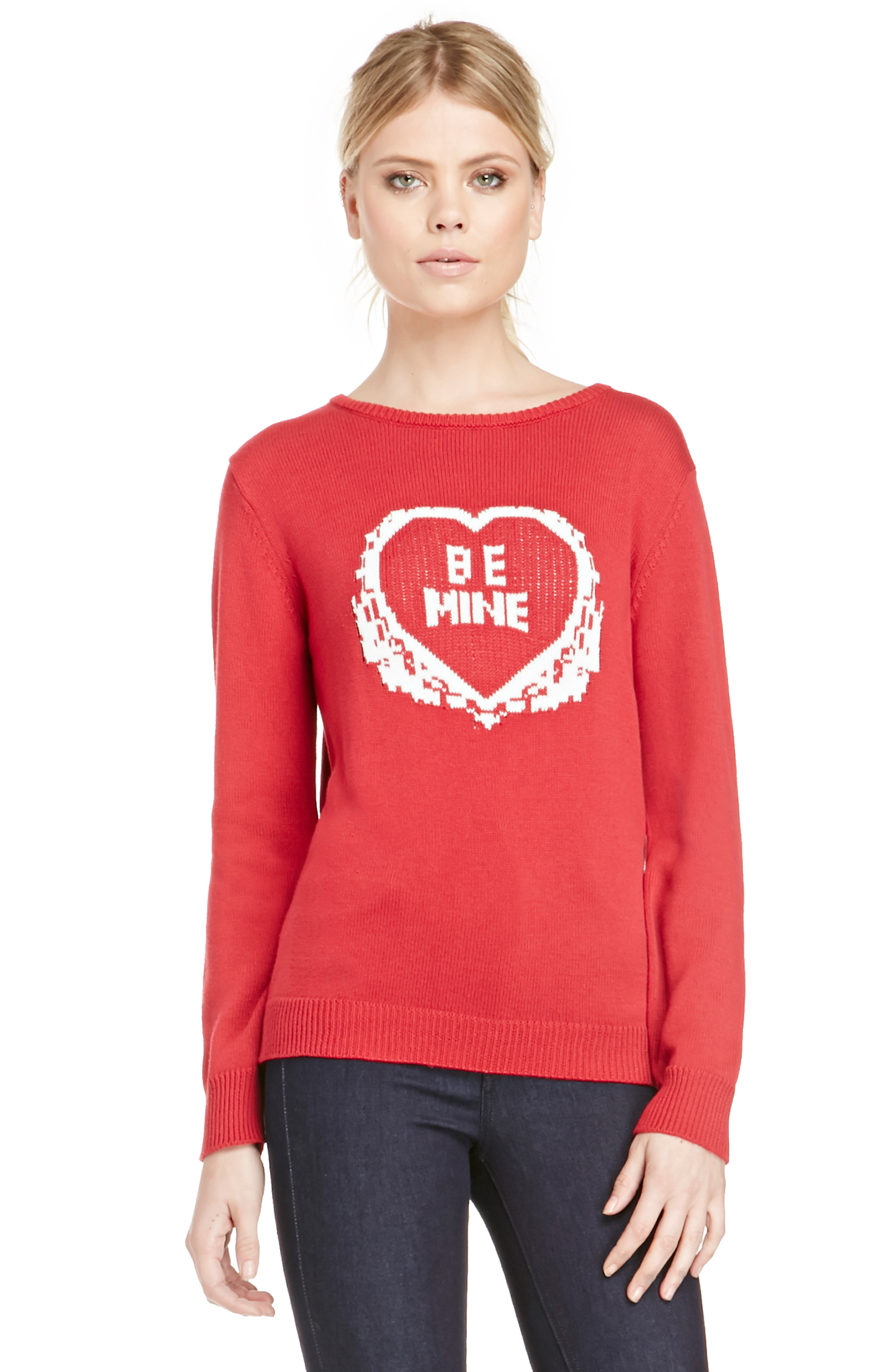 For Love & Lemons Be Mine Sweater in Red | DAILYLOOK