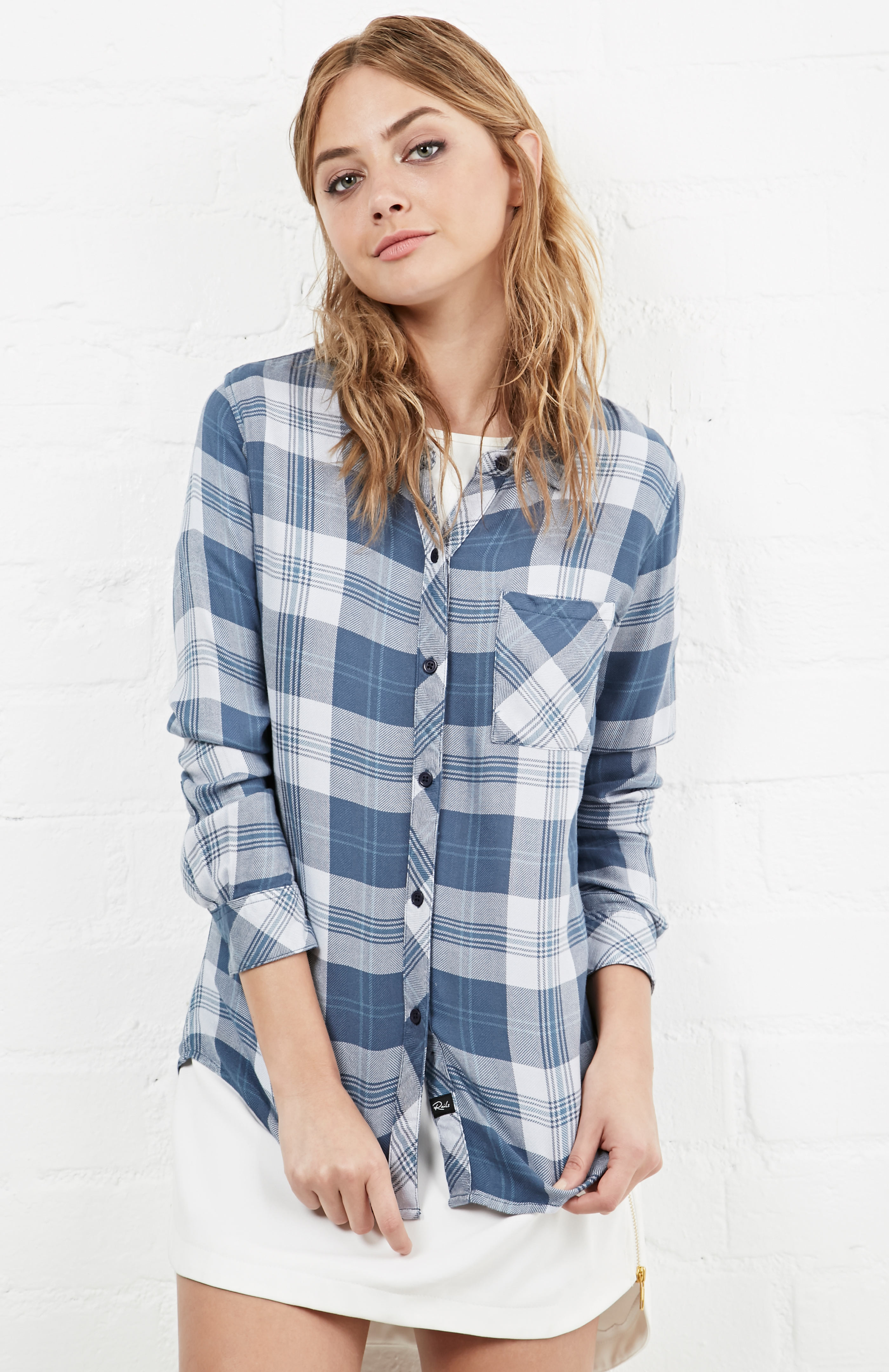 Rails Hunter Button Down Plaid Shirt in Slate | DAILYLOOK