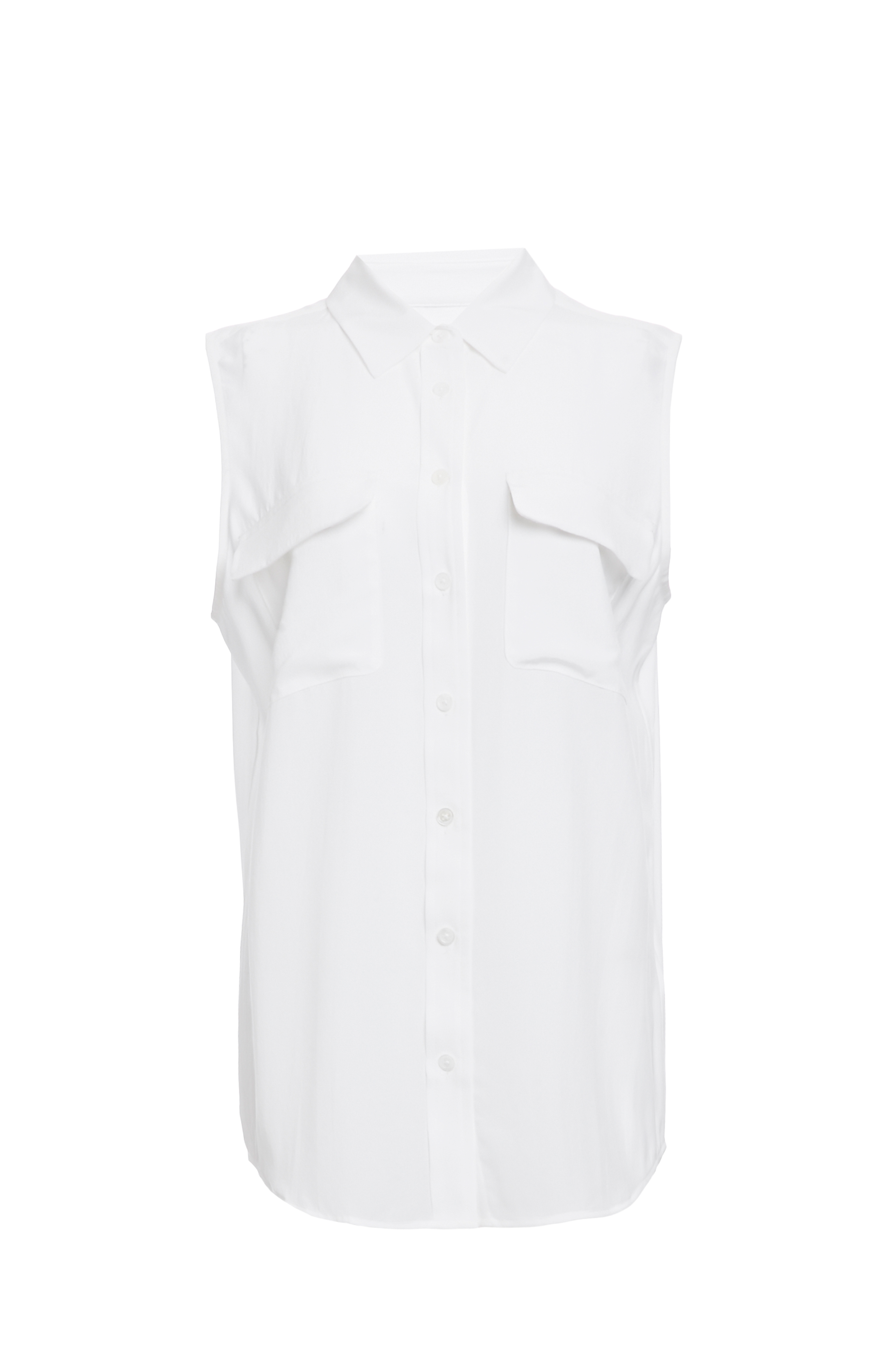 EQUIPMENT Sleeveless Signature Silk Shirt in White M | DAILYLOOK