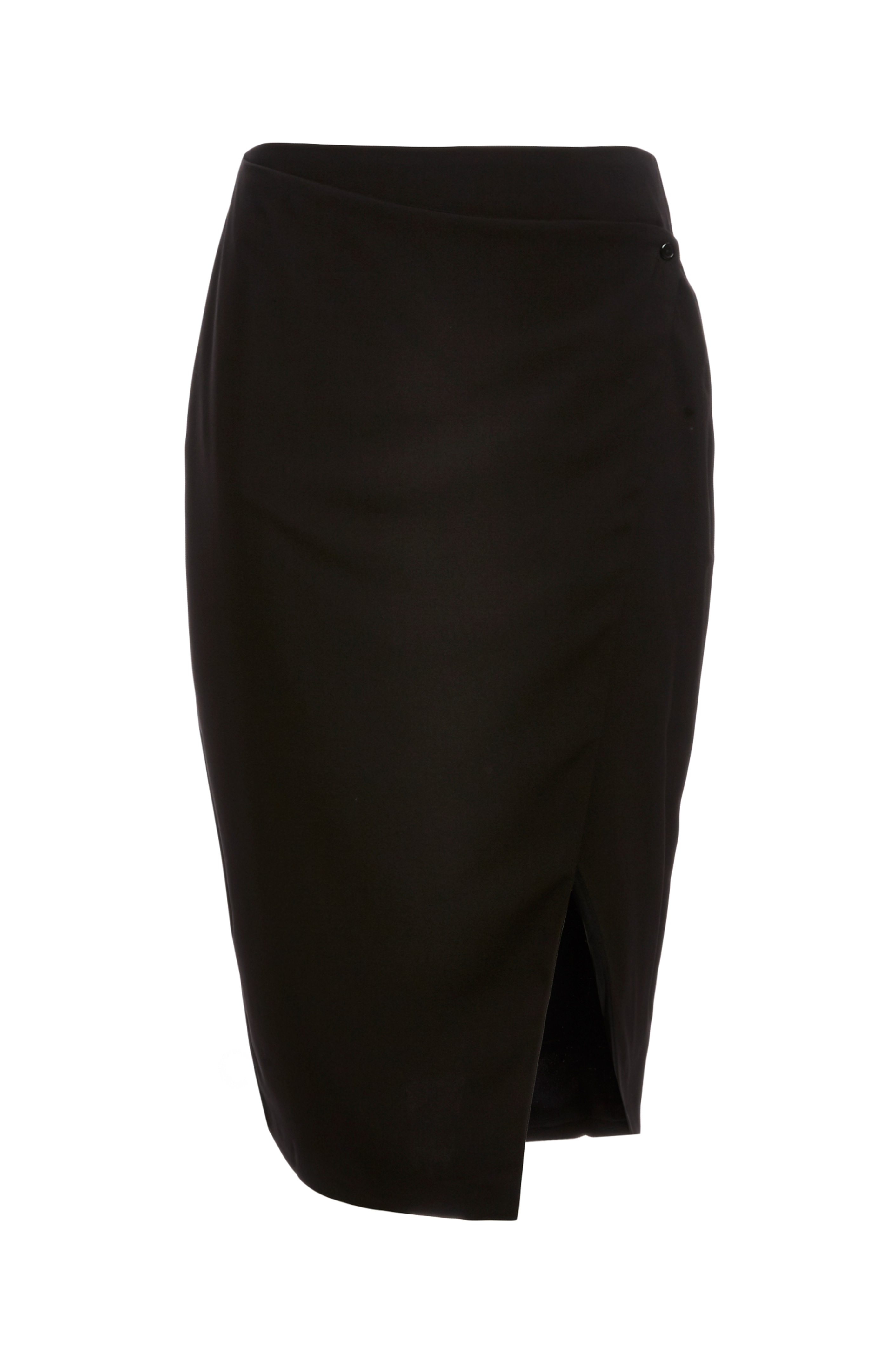 Glamorous Asymmetric Hem Wrap Pencil Skirt in Black | DAILYLOOK