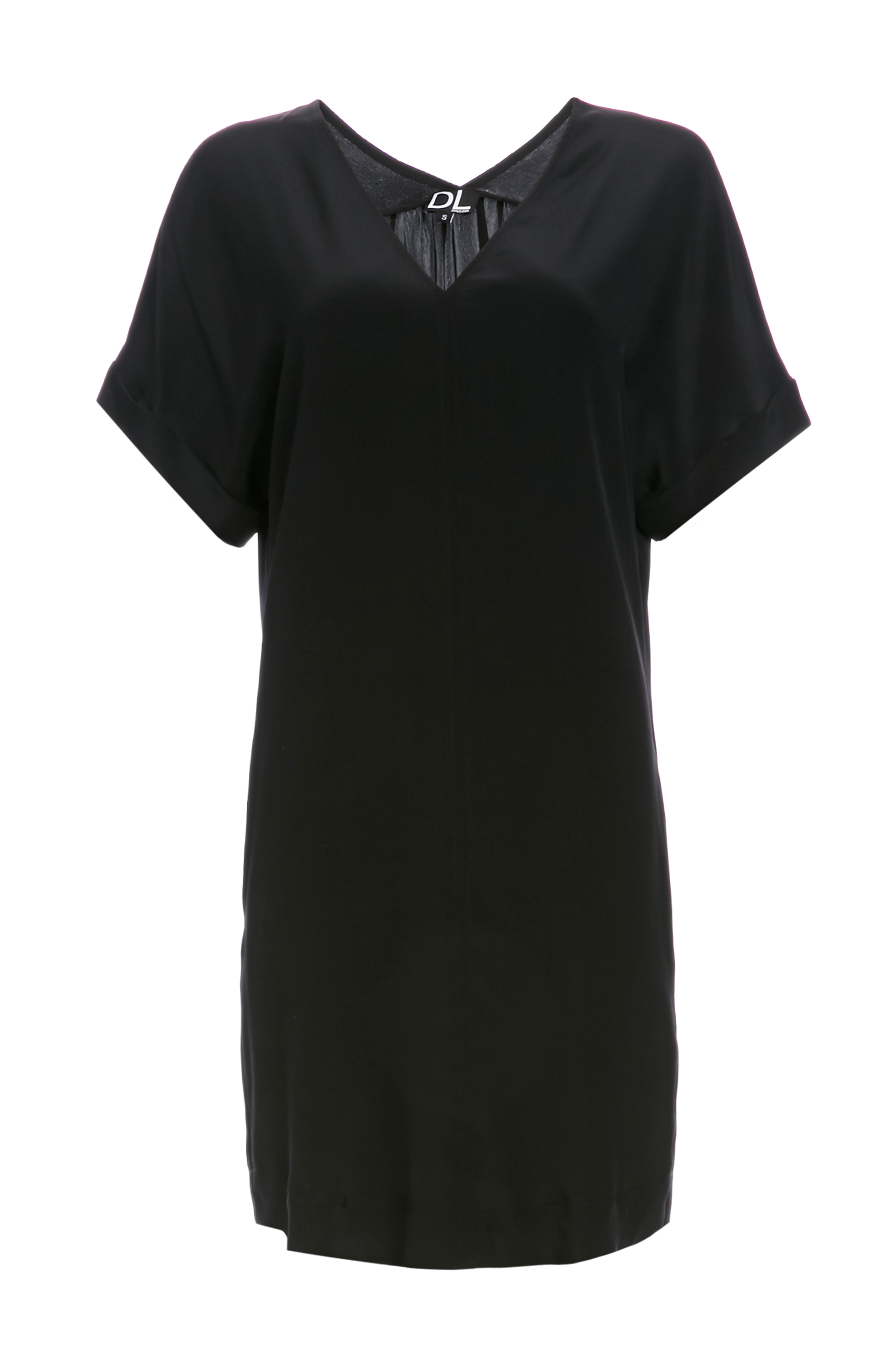 Silk Pocket Tunic Dress in Black DAILYLOOK