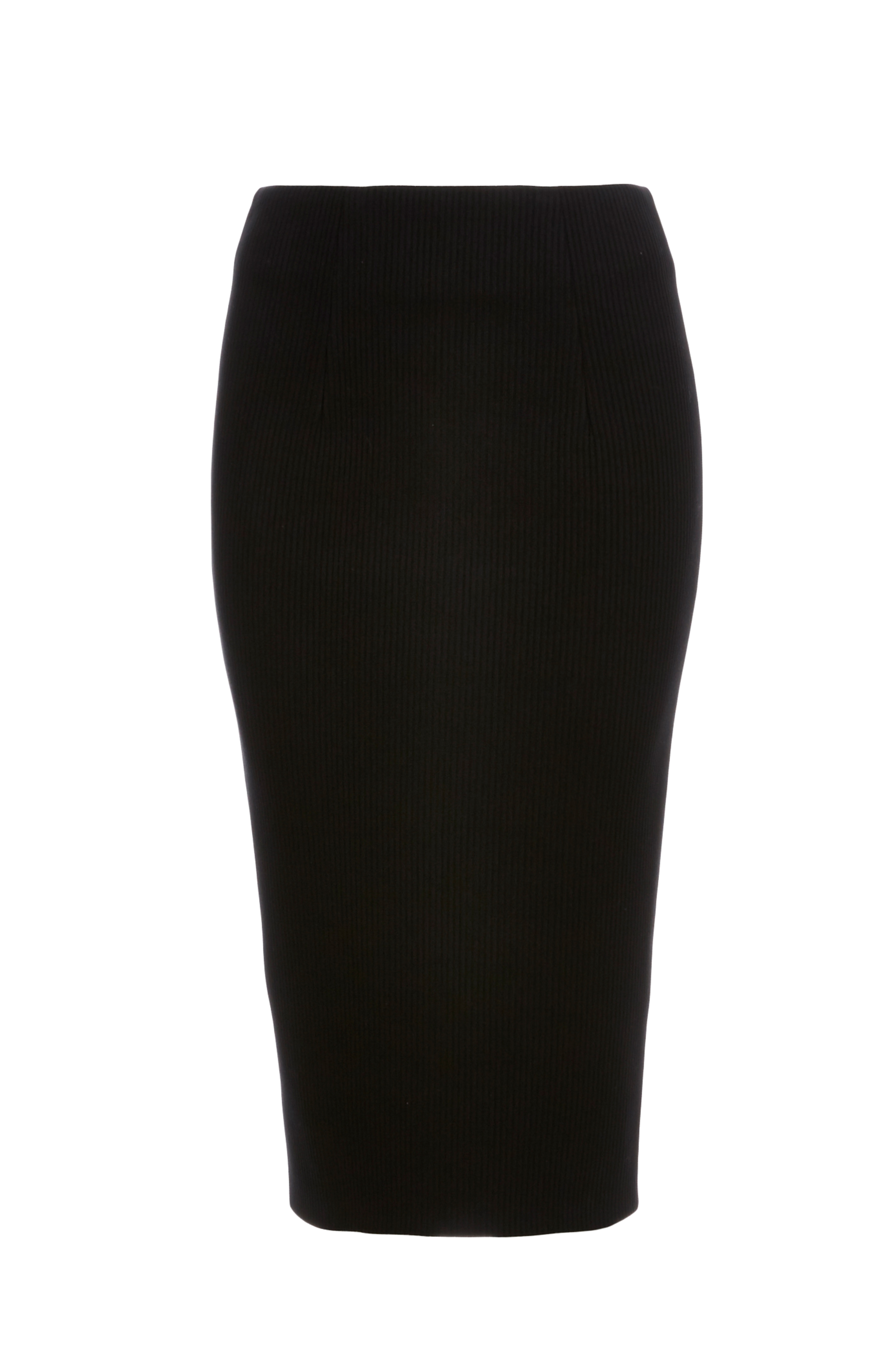 Six Crisp Days Ribbed Knit Pencil Skirt in Black DAILYLOOK