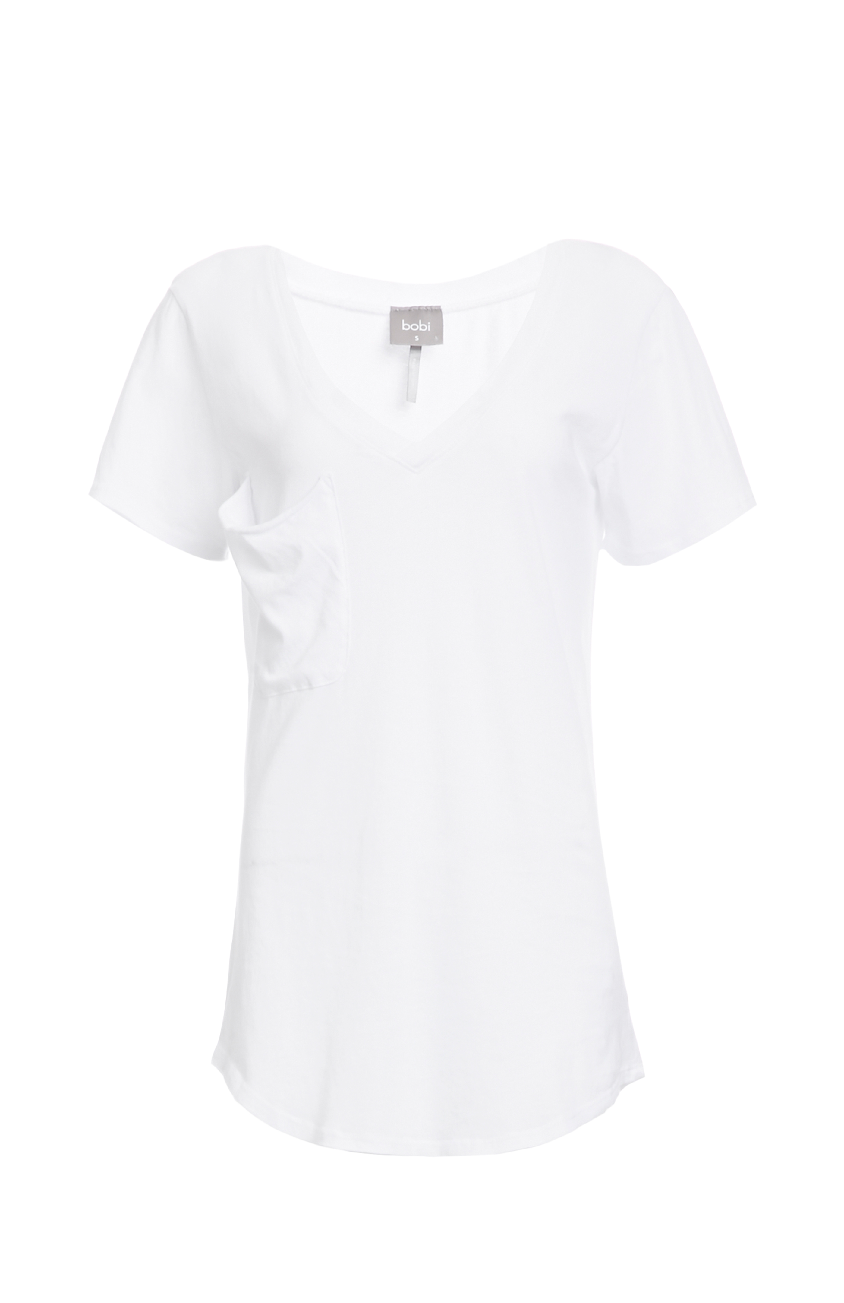 BOBI Boyfriend Cotton Pocket Tee in White DAILYLOOK