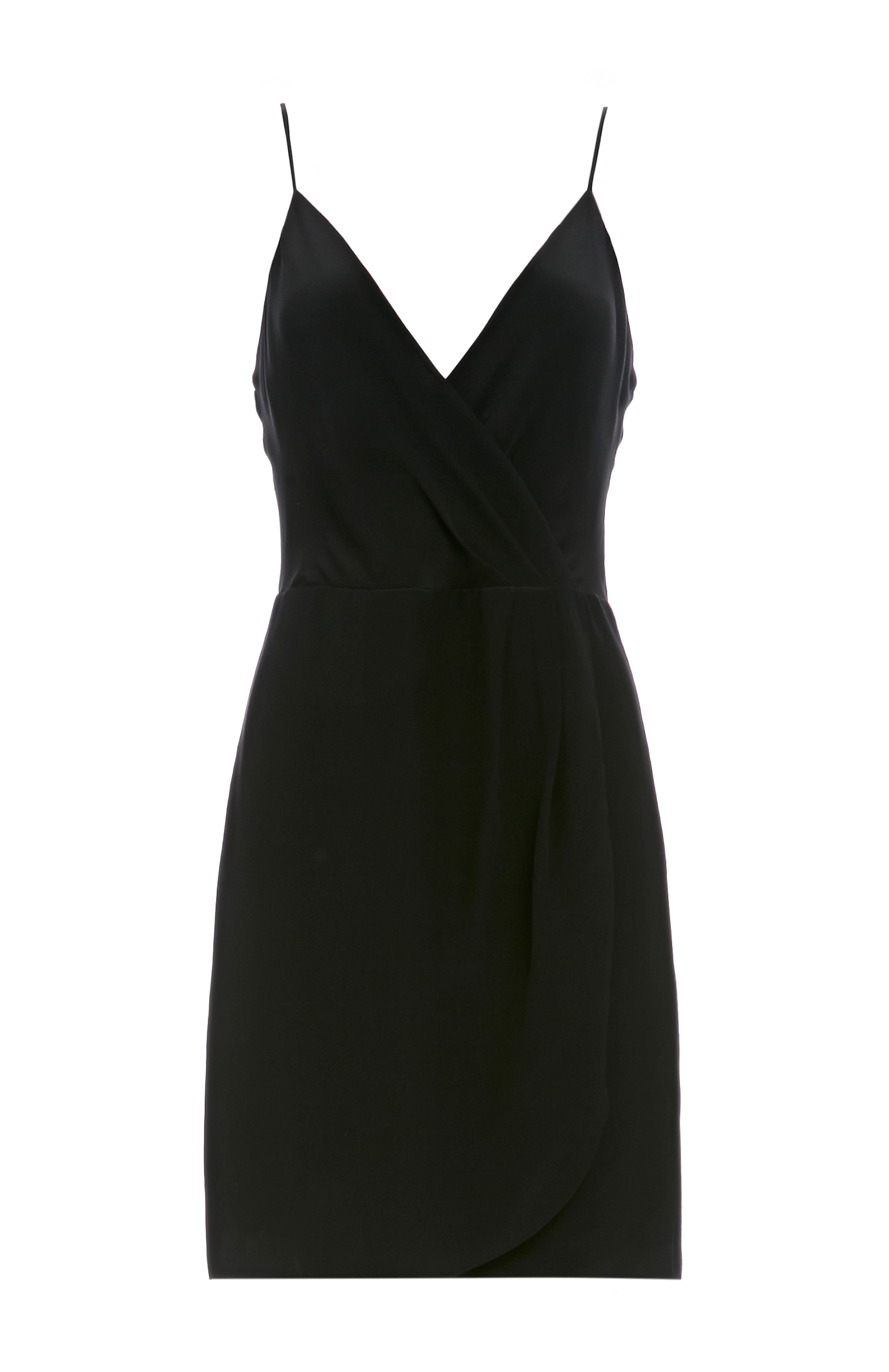 Lavender Brown Silk Wrap Dress in Black | DAILYLOOK