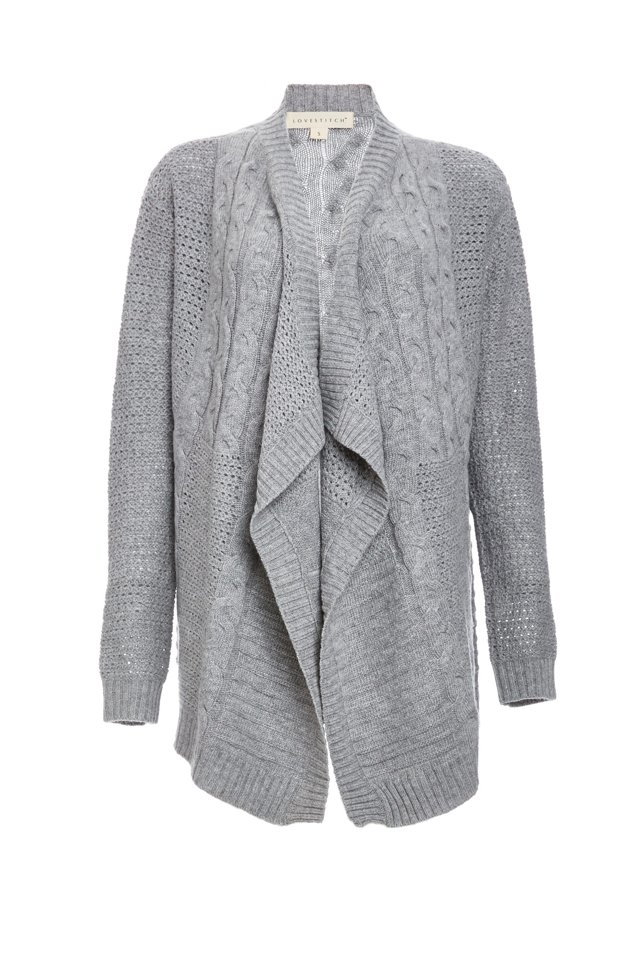 Simone Lightweight Cable Knit Cardigan in Grey | DAILYLOOK