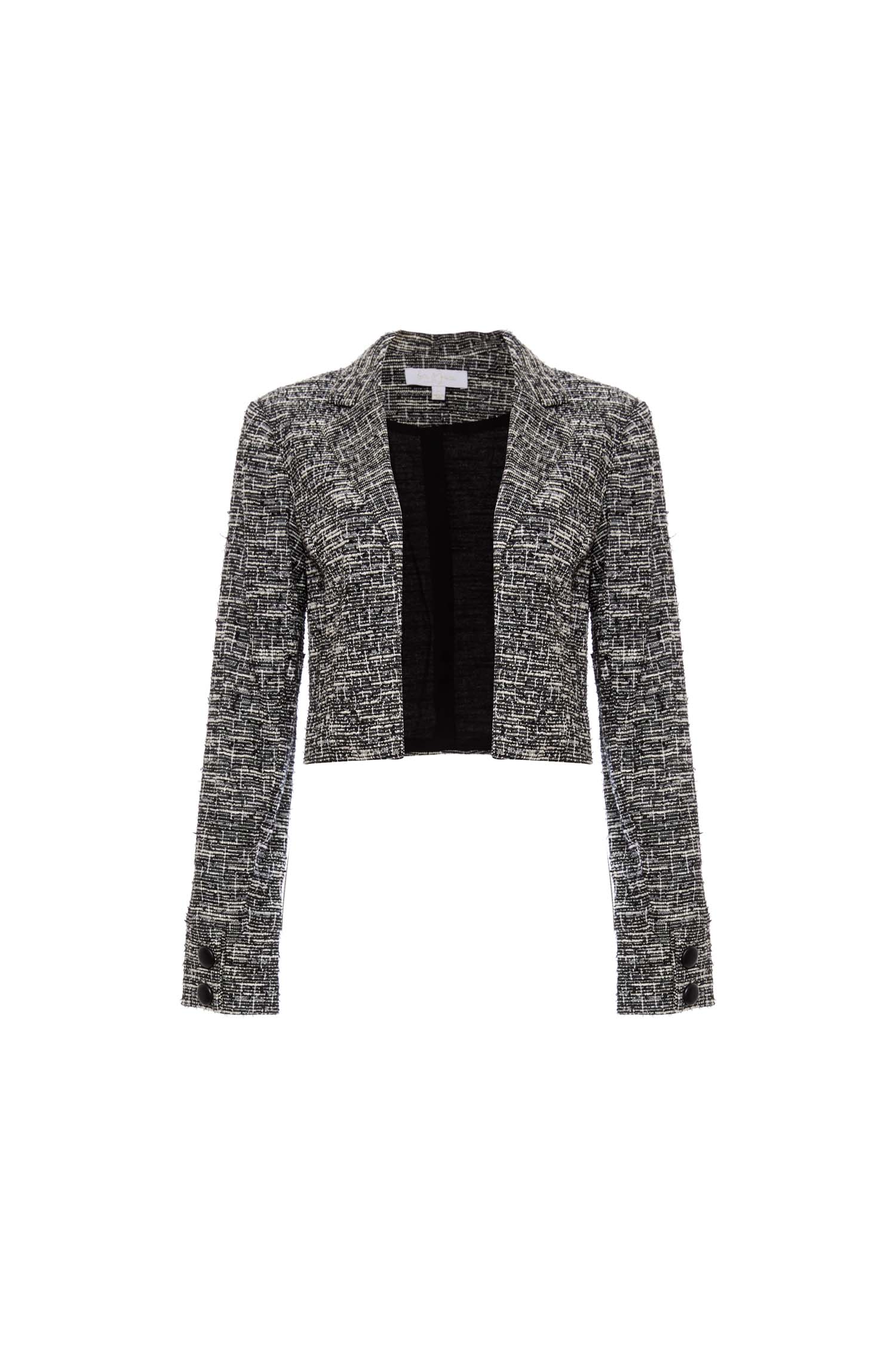 Tweed Cropped Jacket in Black Multi | DAILYLOOK