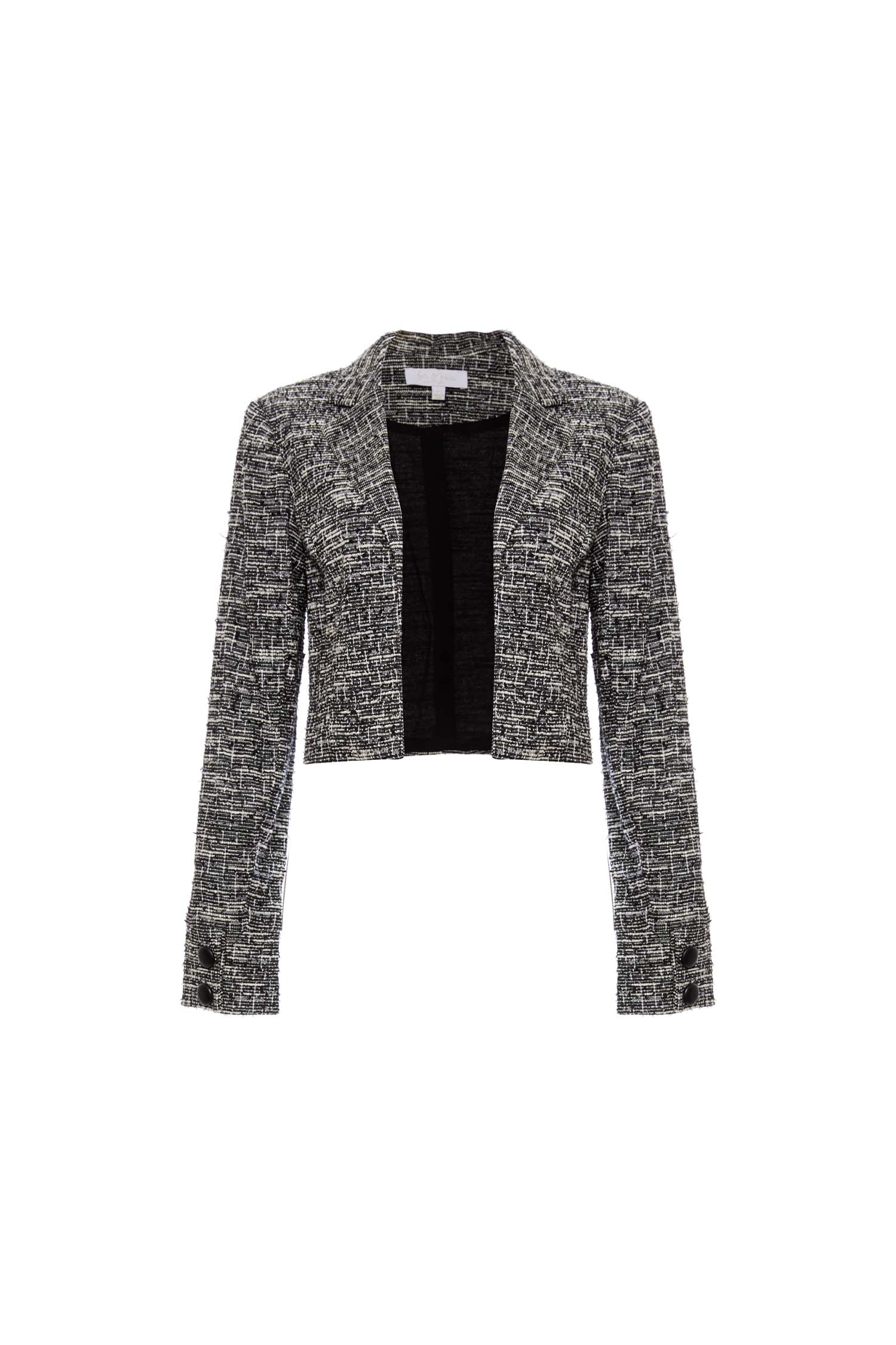 Tweed Cropped Jacket in Black Multi DAILYLOOK