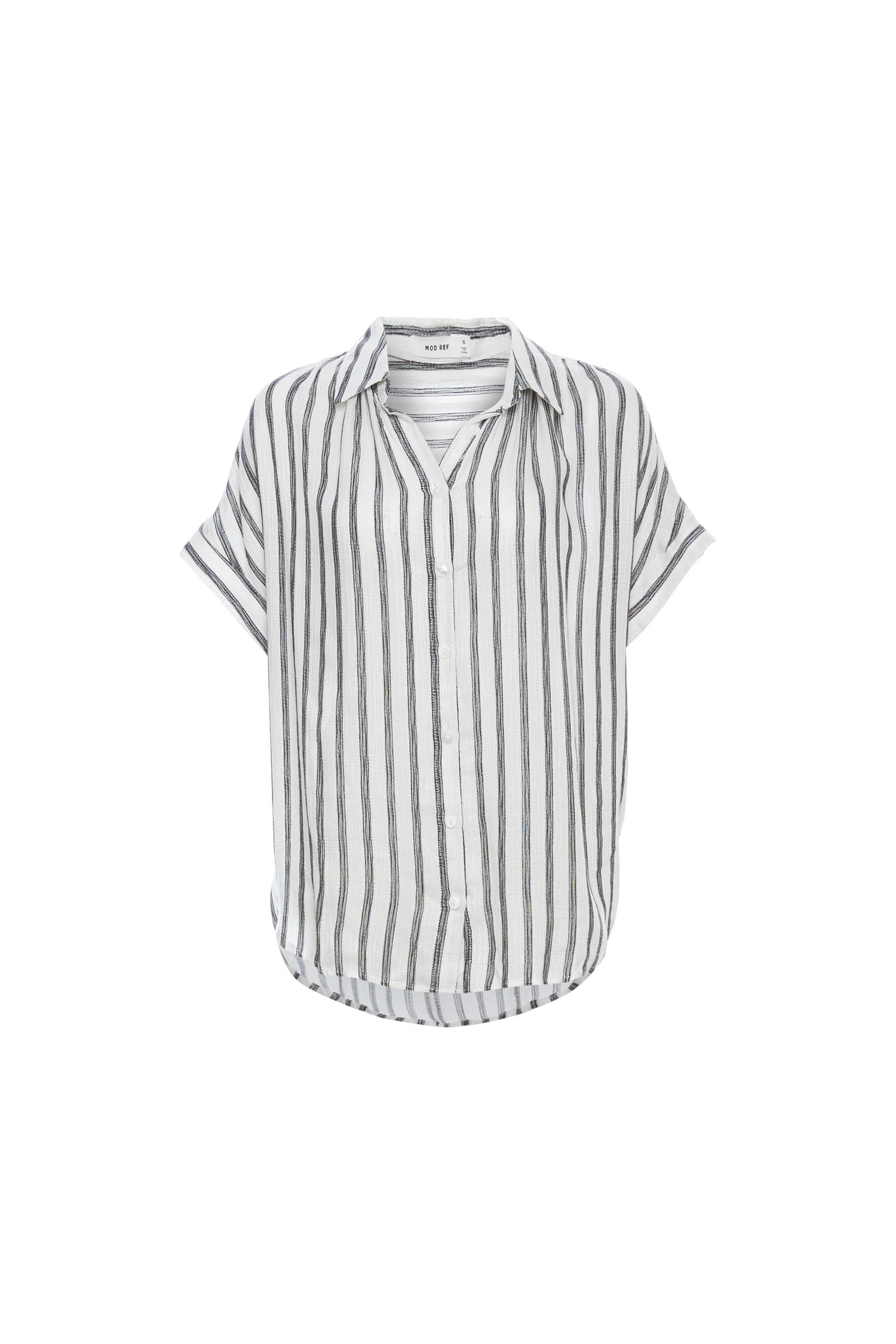 Mod Ref Button Up Striped Top in White/Black | DAILYLOOK