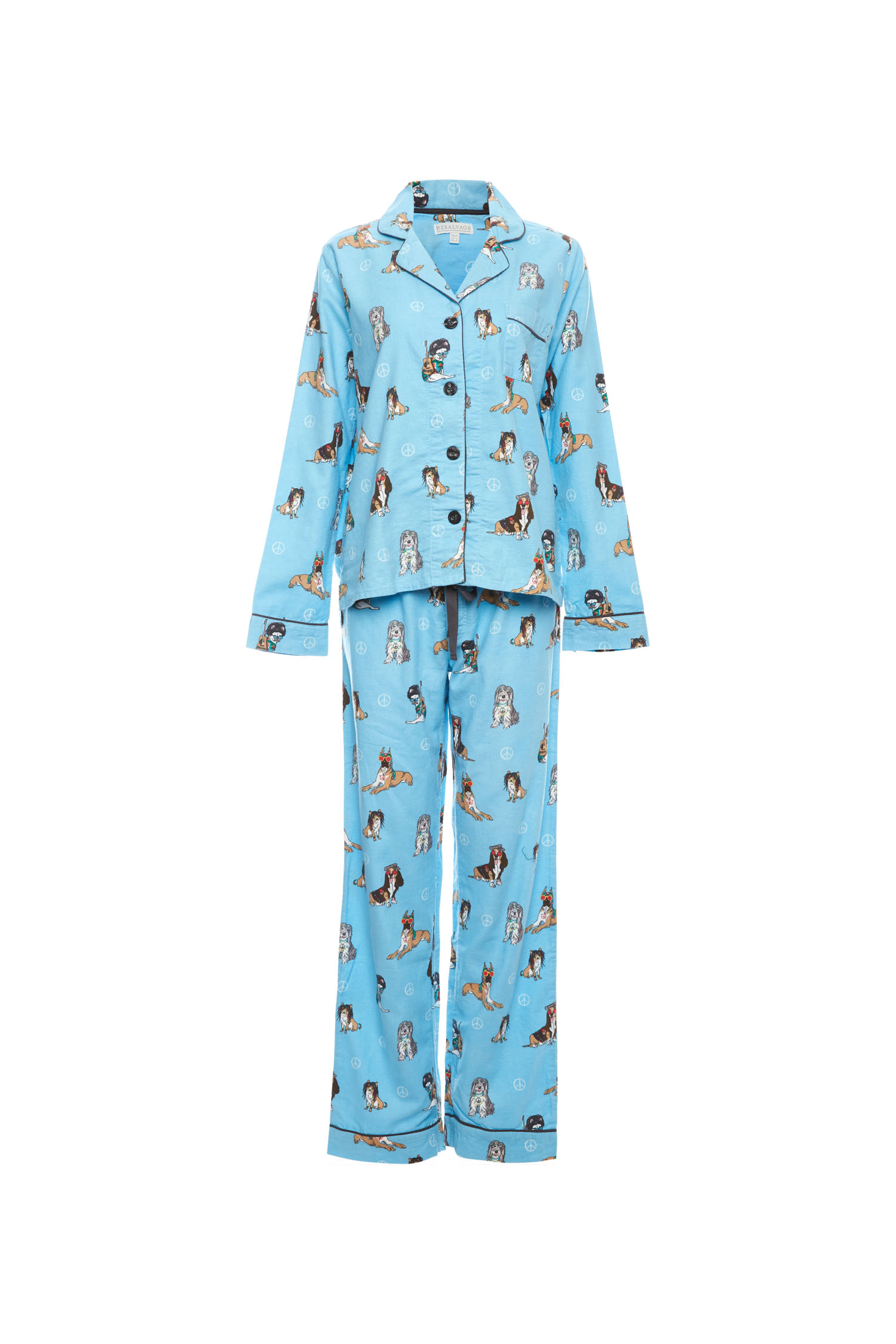 PJ Salvage Dog Flannel Pajama Set in Blue Multi S | DAILYLOOK
