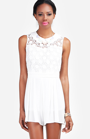 Embroidered Lace Romper Slide 1
