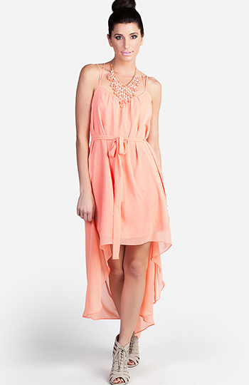 Strappy Back High Low Dress Slide 1