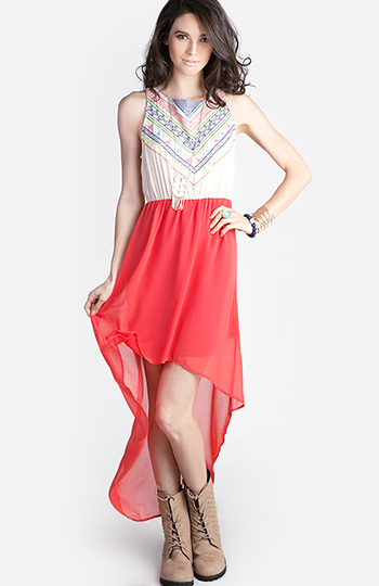 Embroidered High Low Dress Slide 1