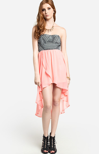 Tribal Bustier High Low Dress Slide 1