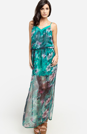 Floral Watercolor Maxi Dress Slide 1