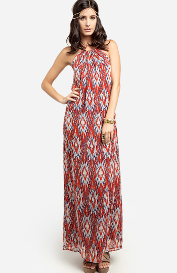 Ikat Print Maxi Dress Slide 1
