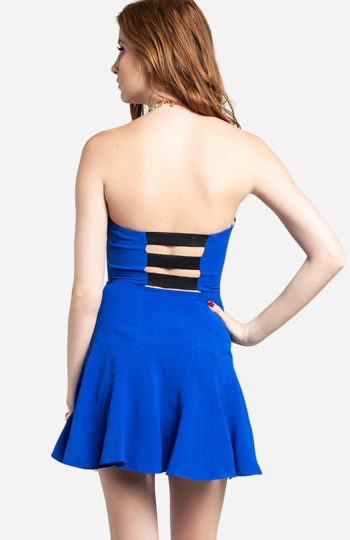 Strapless Fit and Flare Dress in Royal Blue | DAILYLOOK