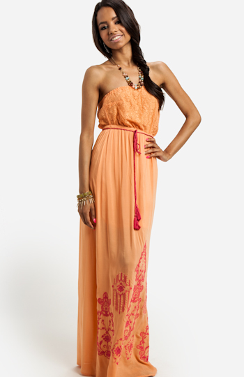 Strapless Embroidered Maxi Dress Slide 1