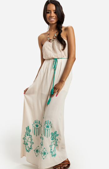 Strapless Embroidered Maxi Dress Slide 1