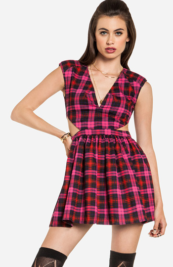 Plaid Cutout Dress Slide 1