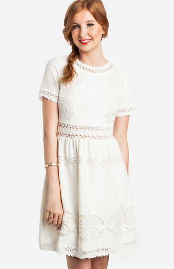 Unique Lace Insert Dress Slide 1