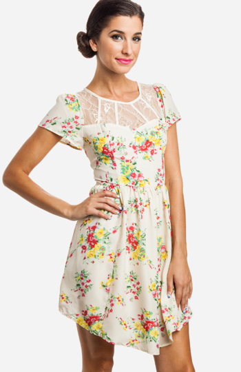 Floral Bouquet Fit and Flare Dress Slide 1